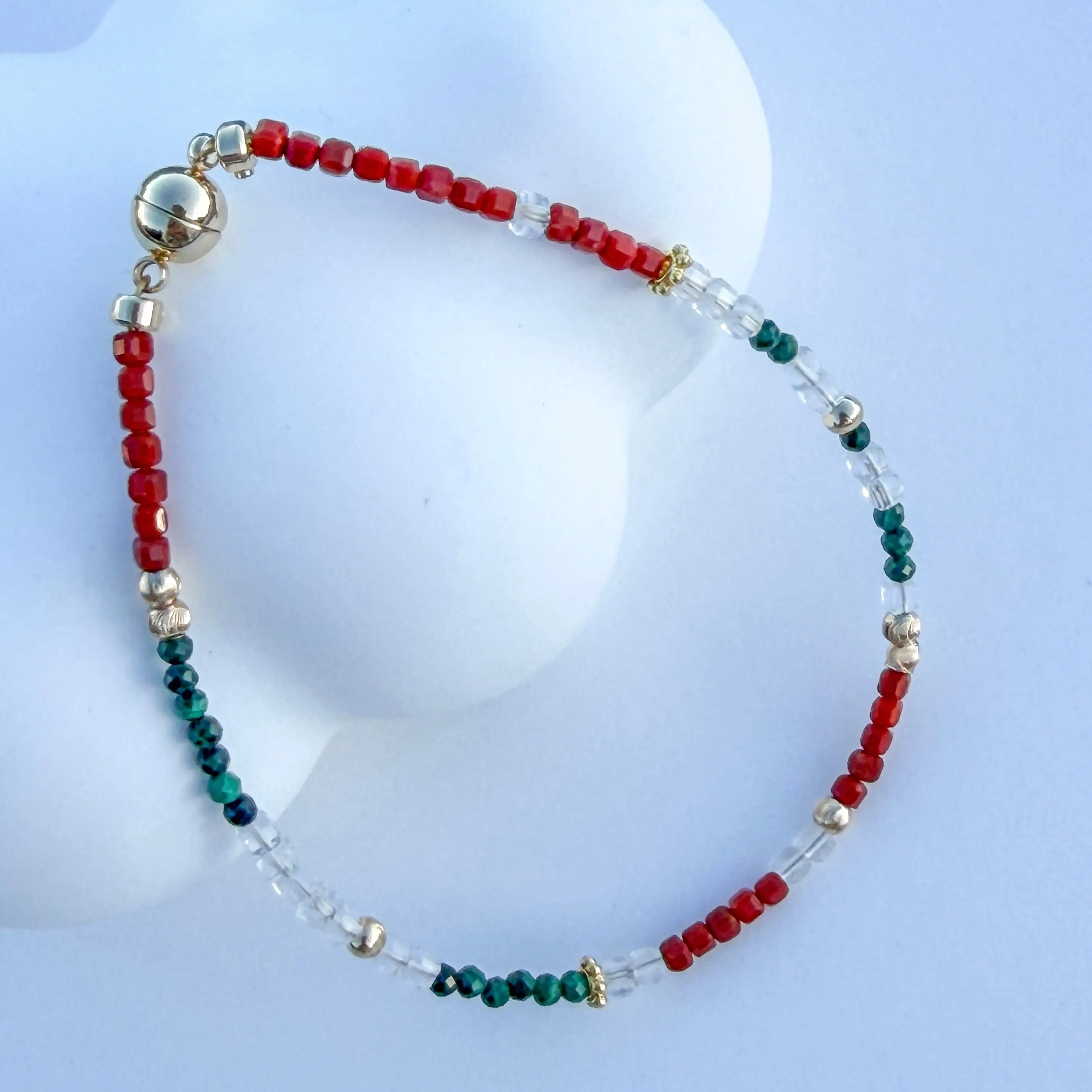 Three Body Theory - Red Agate, Clear Quartz, and Green Malachite Jewelry view 3